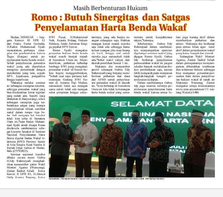 Butuh Sinergitas Dan Satgas Penyelamatan Harta Benda Wakaf